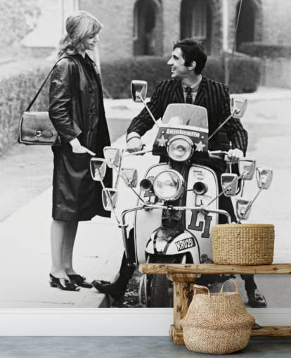 carta da parati murale quadrophenia in bianco e nero per camere da letto e uffici