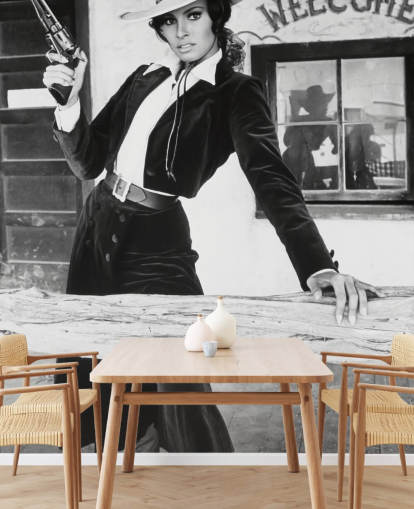 colored raquel welsh wallpaper mural called Raquel Welsh (Bandolero)