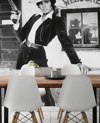 colored raquel welsh wallpaper mural called Raquel Welsh (Bandolero)