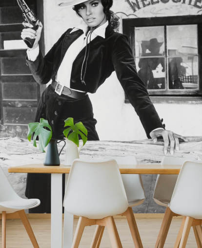 colored raquel welsh wallpaper mural called Raquel Welsh (Bandolero)