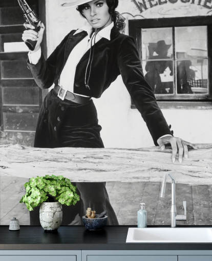 coloured raquel welch wallpaper mural called Raquel Welch (Bandolero)