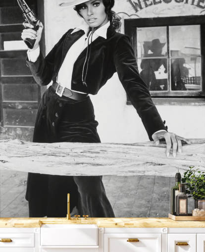 farbiges Raquel Welch Tapeten-Wandbild namens Raquel Welch (Bandolero) farbiges Raquel Welch Tapeten-Wandbild namens Raquel Welch (Bandolero)