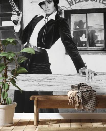 coloured raquel welch wallpaper mural called Raquel Welch (Bandolero)