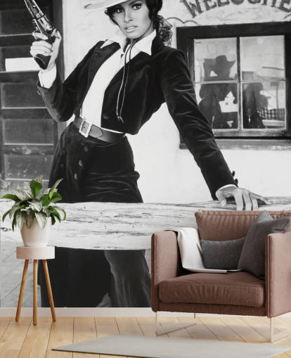 colored raquel welsh wallpaper mural called Raquel Welsh (Bandolero)