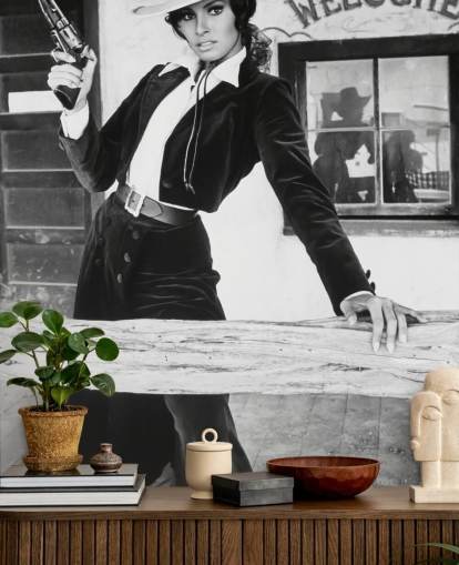colored raquel welsh wallpaper mural called Raquel Welsh (Bandolero)