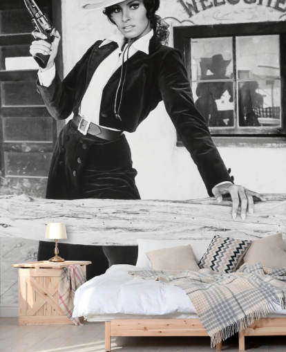 colored raquel welsh wallpaper mural called Raquel Welsh (Bandolero)