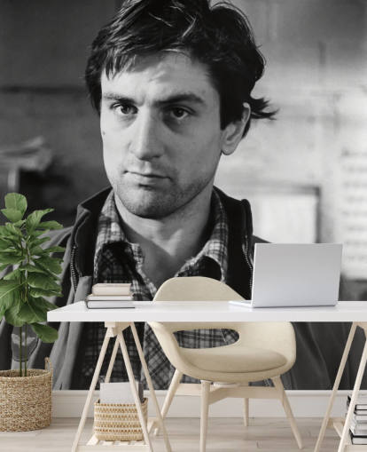 papier peint mural noir et blanc de chauffeur de taxi appelé Robert De Niro (Taxi Driver)