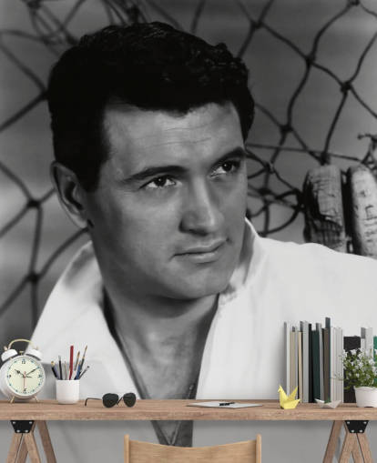 schwarz-weißes Rock Hudson-Tapeten-Wandbild namens Rock Hudson schwarz-weißes Rock Hudson-Tapeten-Wandbild namens Rock Hudson