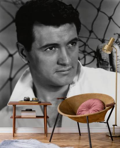 svartvit rock Hudson tapetväggmålning som heter Rock Hudson svartvit rock Hudson tapetväggmålning som heter Rock Hudson