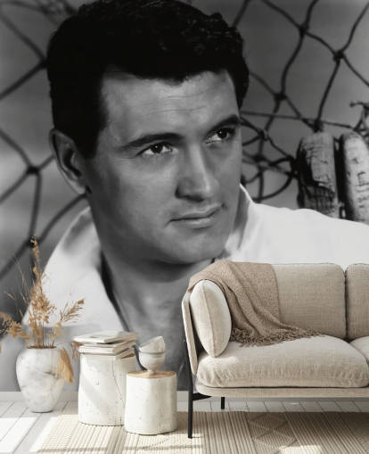 sort og hvid rock Hudson tapet vægmaleri kaldet Rock Hudson sort og hvid rock Hudson tapet vægmaleri kaldet Rock Hudson