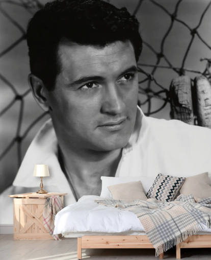 sort og hvid rock Hudson tapet vægmaleri kaldet Rock Hudson