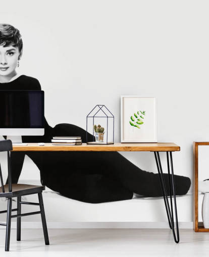 mustavalkoinen audrey hepburn seinämaalaus nimeltä Audrey Hepburn (Sabrina)