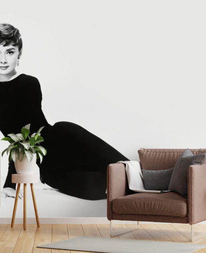 black and white audrey hepburn wall mural called Audrey Hepburn (Sabrina)