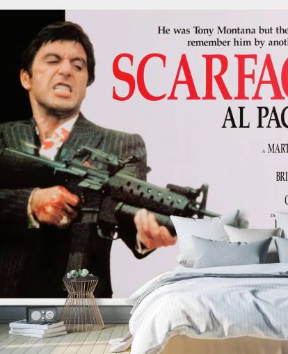 mural de pared con póster de película Scarface en colores para dormitorios, salas de estar y salas de cine