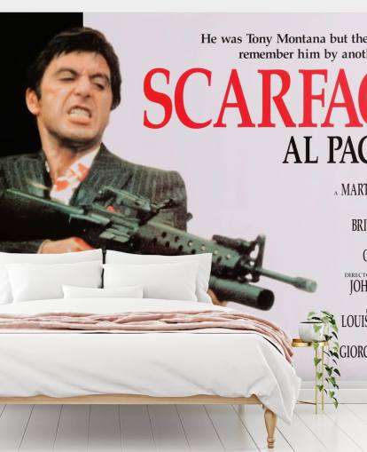 mural de pared con póster de película Scarface en colores para dormitorios, salas de estar y salas de cine