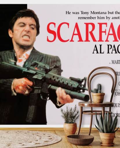 Poster murale con poster del film Scarface colorato per camere da letto, salotti e sale cinema