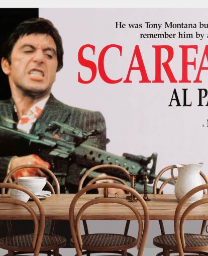colored scarface movie poster wall mural for bedrooms, living rooms and cinema rooms