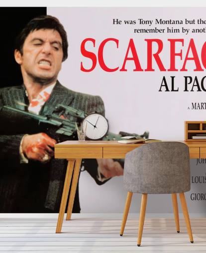 colored scarface movie poster wall mural for bedrooms, living rooms and cinema rooms