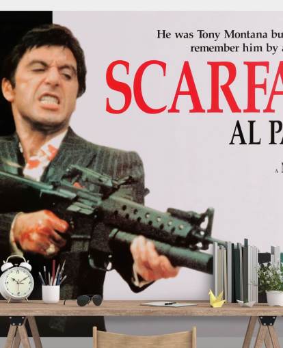 värillinen scarface-elokuvajuliste seinämaalaus makuuhuoneisiin, olohuoneisiin ja elokuvateattereihin