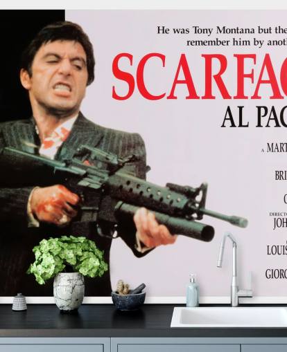 mural de pared con póster de película Scarface en colores para dormitorios, salas de estar y salas de cine