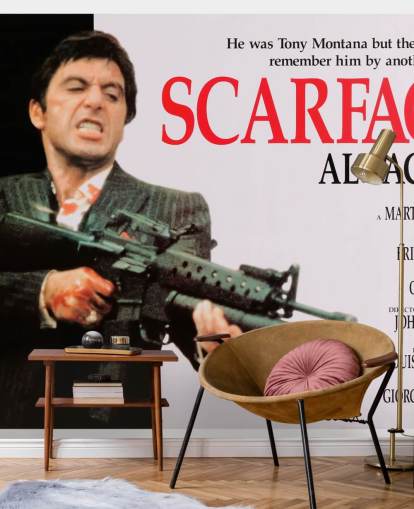 farget scarface-filmplakatveggmaleri for soverom, stuer og kinorom