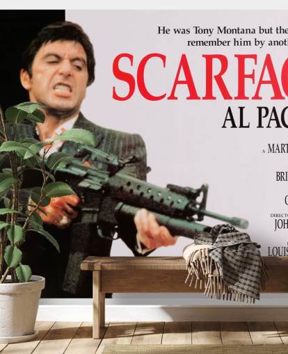 Farbiges Scarface Filmplakat-Wandbild für Schlafzimmer, Wohnzimmer und Kinoräume Farbiges Scarface Filmplakat-Wandbild für Schlafzimmer, Wohnzimmer und Kinoräume