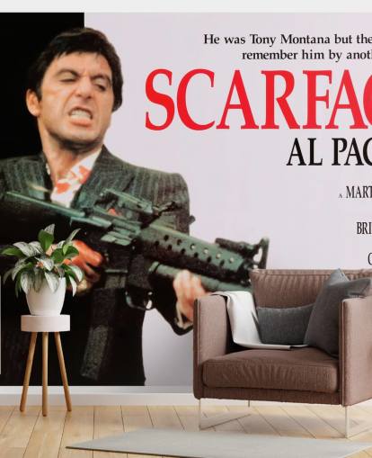 Poster murale con poster del film Scarface colorato per camere da letto, salotti e sale cinema