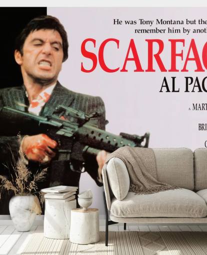 mural de pared con póster de película Scarface en colores para dormitorios, salas de estar y salas de cine mural de pared con póster de película Scarface en colores para dormitorios, salas de estar y salas de cine