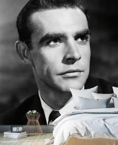 mural de Sean Connery en blanco y negro llamado Sean Connery (Another Time, Another Place)