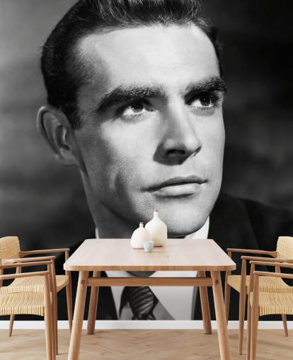 murale in bianco e nero di Sean Connery chiamato Sean Connery (Another Time, Another Place)