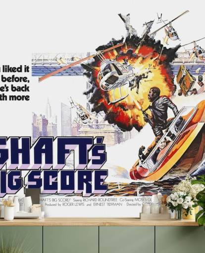 carta da parati cinematografica chiamata Shaft's Big Score! per camere da letto, sale cinematografiche e uffici domestici