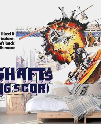 filmtapet väggmålning som heter Shaft's Big Score! för sovrum, biografer och hemmakontor