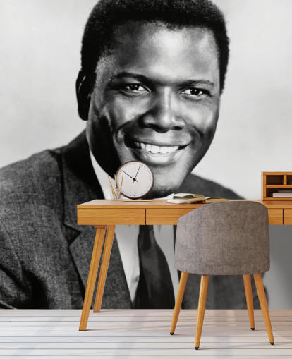 black and white movie wallpaper mural called Sidney Poitier for bedrooms, home offices and businesses