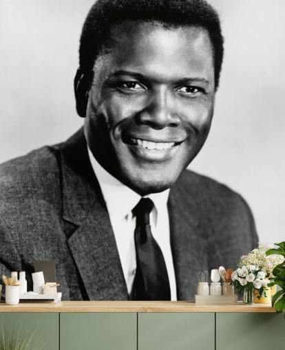 svart-hvitt filmtapet veggmaleri kalt Sidney Poitier for soverom, hjemmekontorer og bedrifter