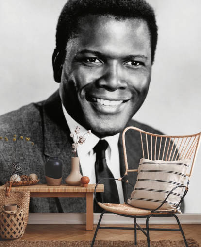 papier peint mural de film en noir et blanc appelé Sidney Poitier pour les chambres à coucher, les bureaux à domicile et les entreprises