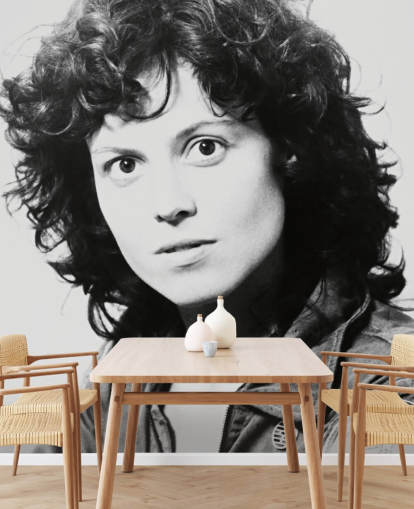 zwart-wit filmbehang met de naam Sigourney Weaver II (Alien) voor slaapkamers en kantoren aan huis