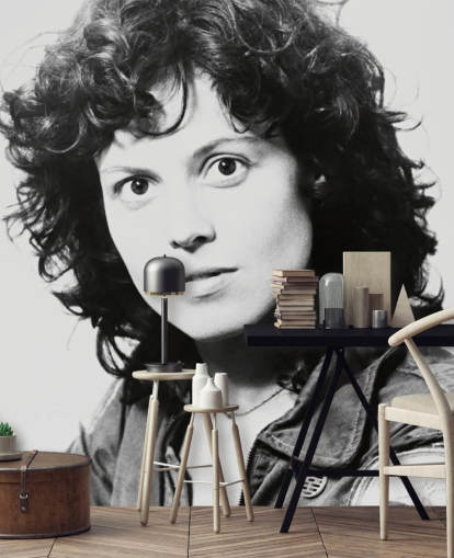 black and white movie wallpaper mural called Sigourney Weaver II (Alien) for bedrooms and home offices