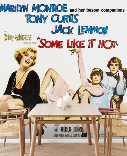 colored some like it hot movie poster wallpaper mural called Some Like It Hot