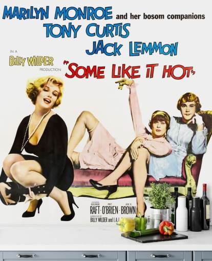 farvede nogle som det varme filmplakat tapetmaleri kaldet Some Like It Hot
