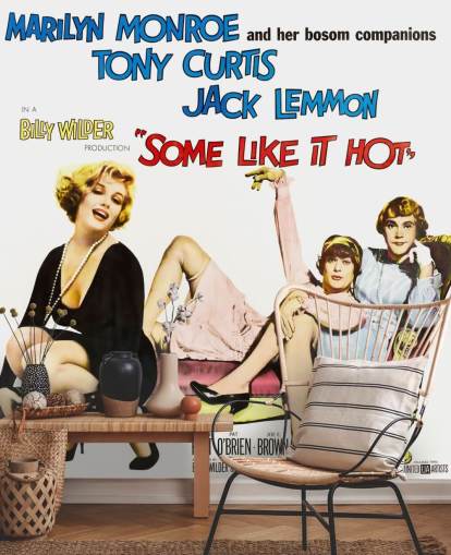 gekleurde, sommige vinden het leuk, filmposter, behangmuurschildering genaamd Some Like It Hot