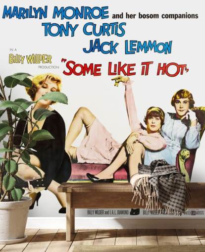 gekleurde, sommige vinden het leuk, filmposter, behangmuurschildering genaamd Some Like It Hot