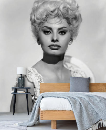 papel pintado de sophia loren en blanco y negro llamado Sophia Loren (Heller in Pink Tights) para dormitorios y salas de estar