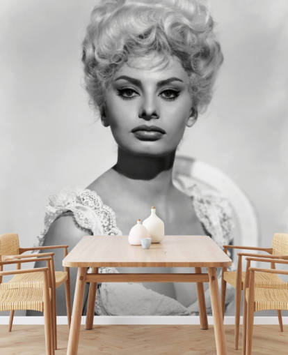 papel pintado de sophia loren en blanco y negro llamado Sophia Loren (Heller in Pink Tights) para dormitorios y salas de estar
