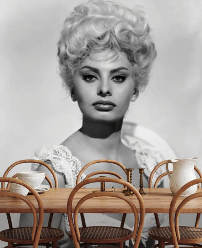 papel pintado de sophia loren en blanco y negro llamado Sophia Loren (Heller in Pink Tights) para dormitorios y salas de estar