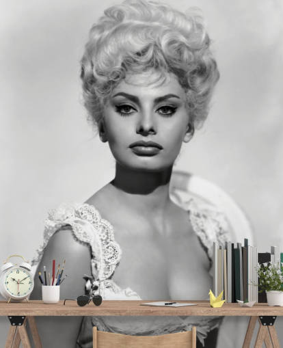 carta da parati sophia loren in bianco e nero chiamata Sophia Loren (Heller in Pink Tights) per camere da letto e salotti