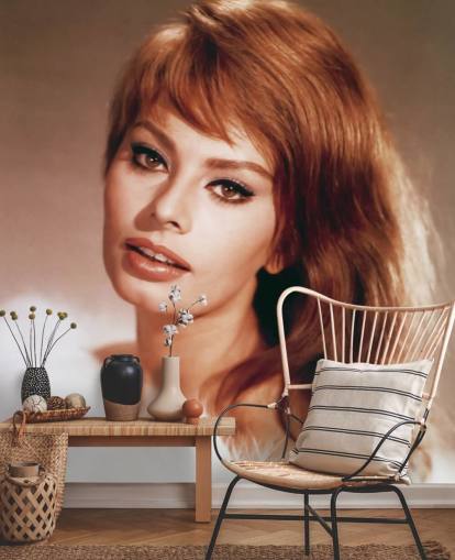 coloured sophia loren wallpaper mural called Sophia Loren (The Millionairess)