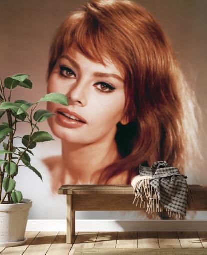 farvet Sophia Loren tapet vægmaleri kaldet Sophia Loren (Millionairess)