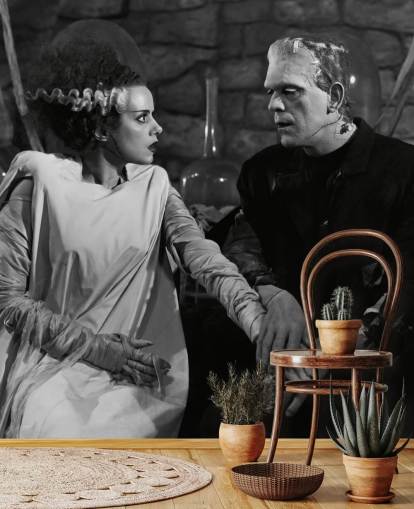 papier peint mural de film classique en noir et blanc appelé Boris Karloff et Elsa Lanchester (La Fiancée de Frankenstein) pour les chambres et les salons papier peint mural de film classique en noir et blanc appelé Boris Karloff et Elsa Lanchester (La Fiancée de Frankenstein) pour les chambres et les salons