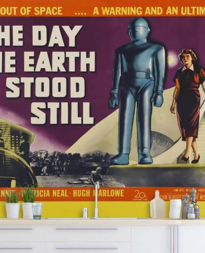 veggmaleri med filmplakat kalt The Day the Earth Stood Still for soverom, stuer og hjemmekontorer
