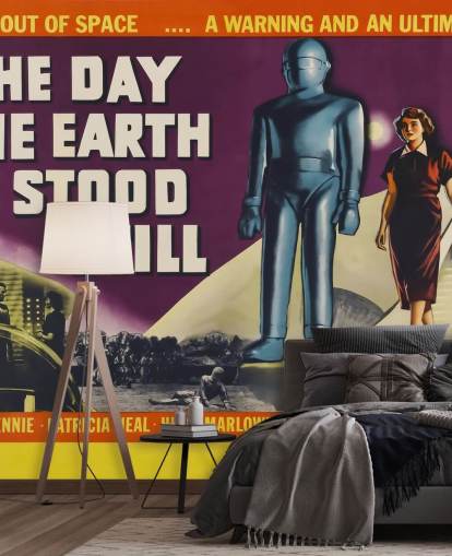 elokuvajuliste seinämaalaus nimeltä The Day the Earth Stood Still makuuhuoneisiin, olohuoneisiin ja kotitoimistoihin